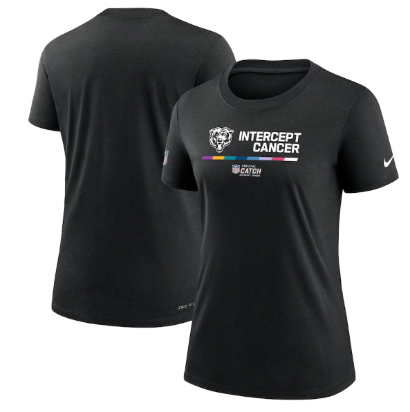 Women's Chicago Bears 2022 Black Crucial Catch Performance T-Shirt(Run Small) Women's Chicago Bears 2022 Black Crucial Catch Performance T-Shirt(Run Small)